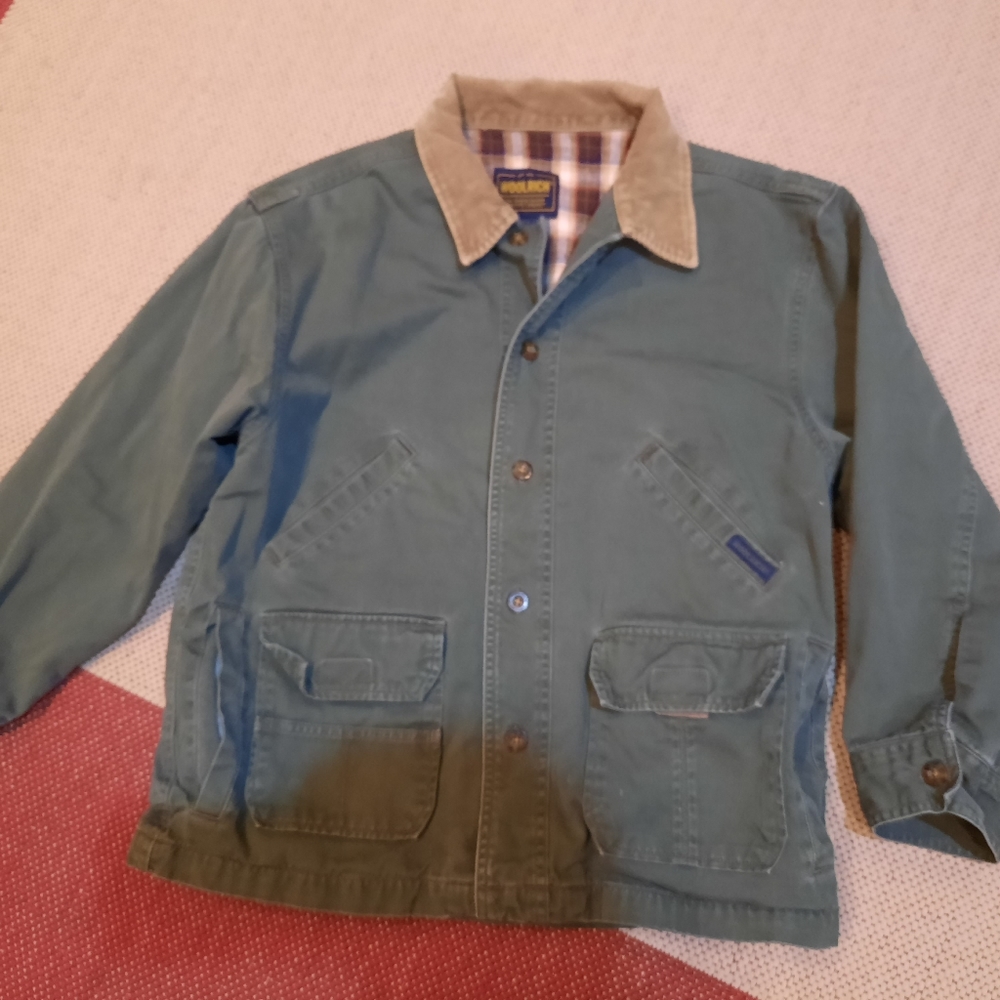Woolrich barn jacket army green plaid lining
